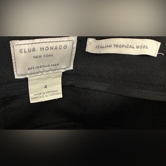 068 Club Monaco NY |NWOT Italian Tropical Wool Women’s Pants Black Pant (Sz 4) - Picture 5 of 10